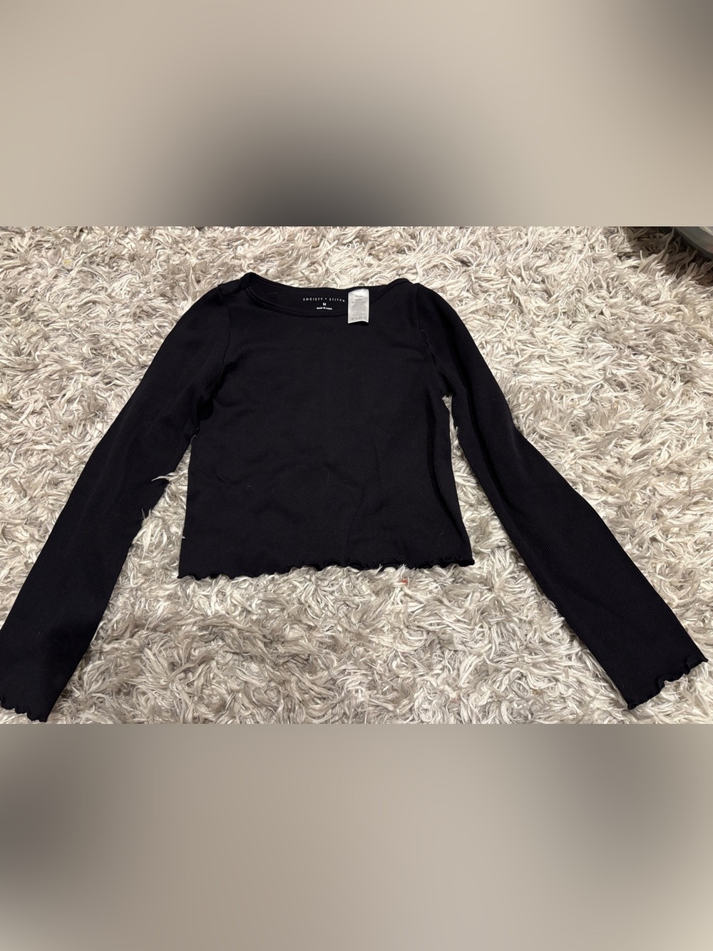 Society + Stitch Black Ribbed Long Sleeve
Crop Top Size M (8) Girls